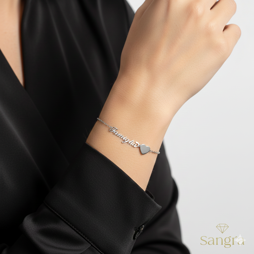 Bracciale Donna "Famiglia" in Acciaio Inossidabile con Cuore – Stile Minimal Chic