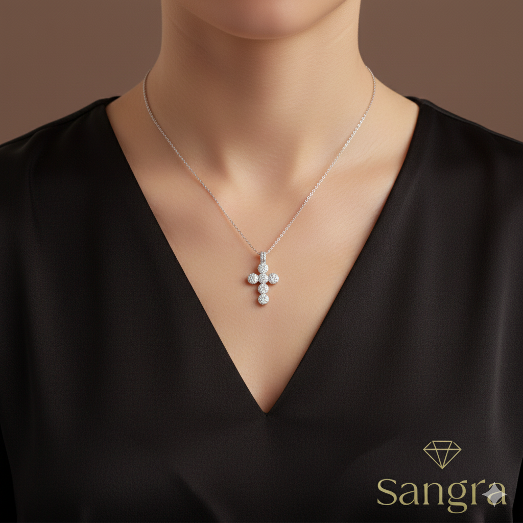 Collana Donna con Croce Lobata in Acciaio Inossidabile