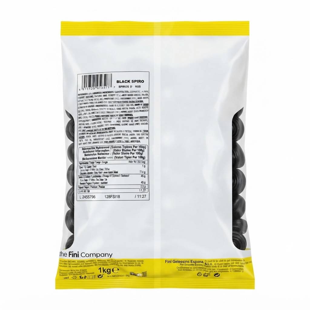Fini Black Spiro Rotelle di Liquirizia Vegane – Busta da 1 kg