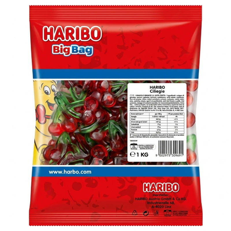 Haribo Ciliegie Caramelle Gommose alla Frutta – Busta da 1 kg
