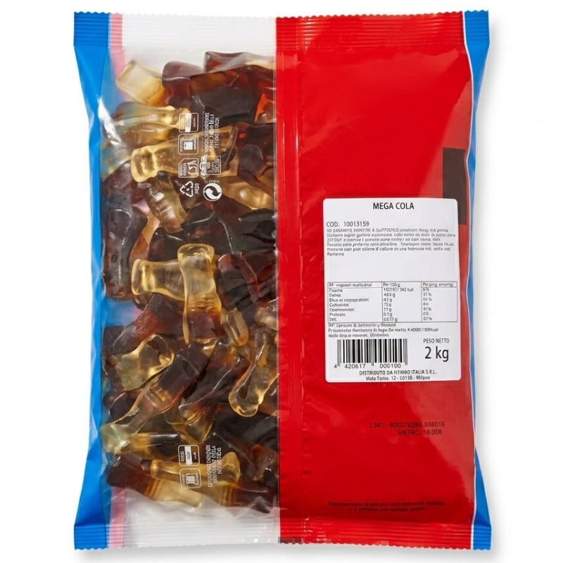 Haribo Bottiglia Mega Cola Caramelle Gommose al Gusto Cola – 2 Buste da 2 kg, Totale 4 kg