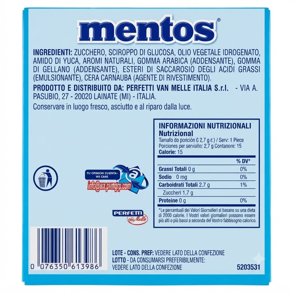 Mentos Menta Aroma Naturale – Box Espositore da 40 Stick