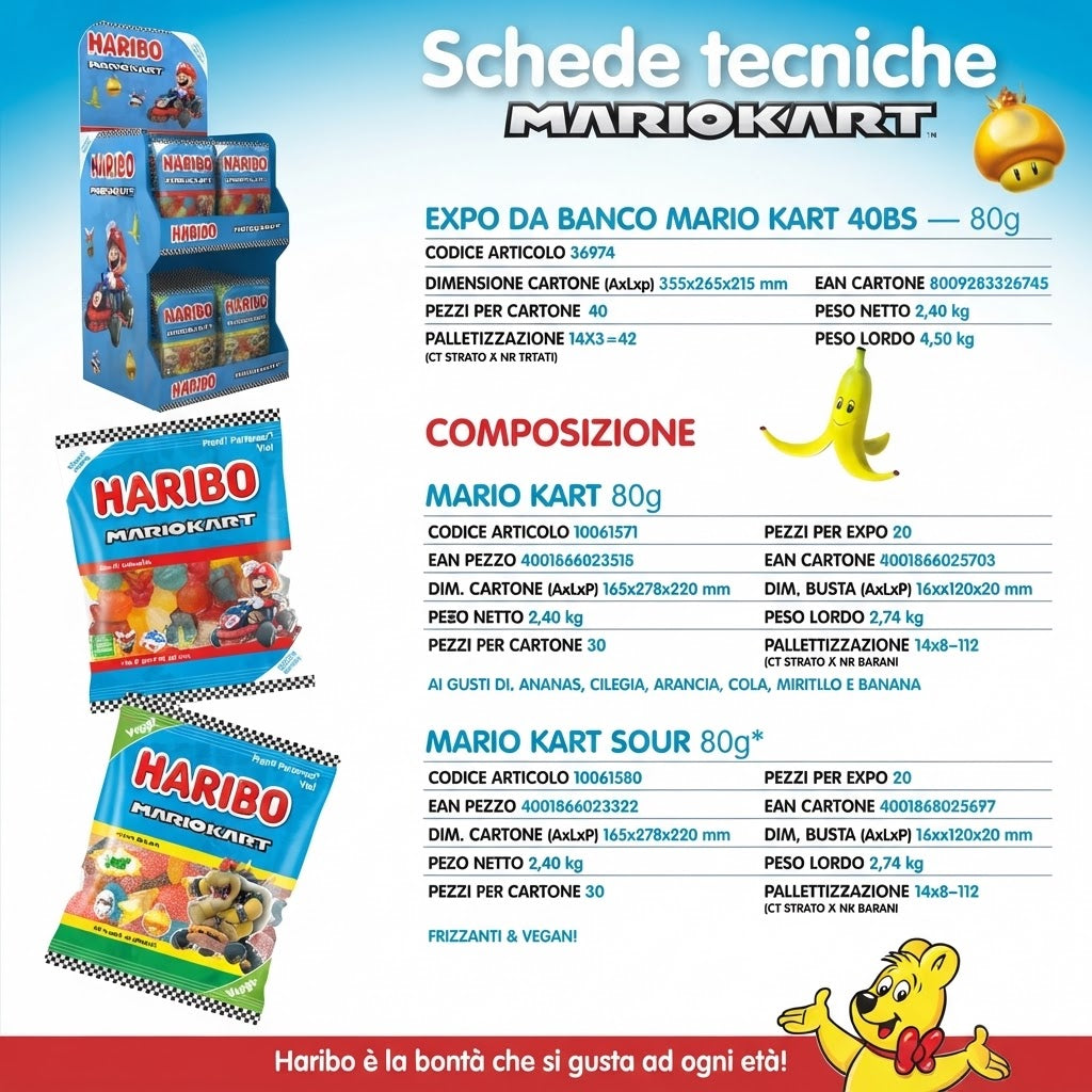 Haribo Mario Kart 80g caramelle gommose