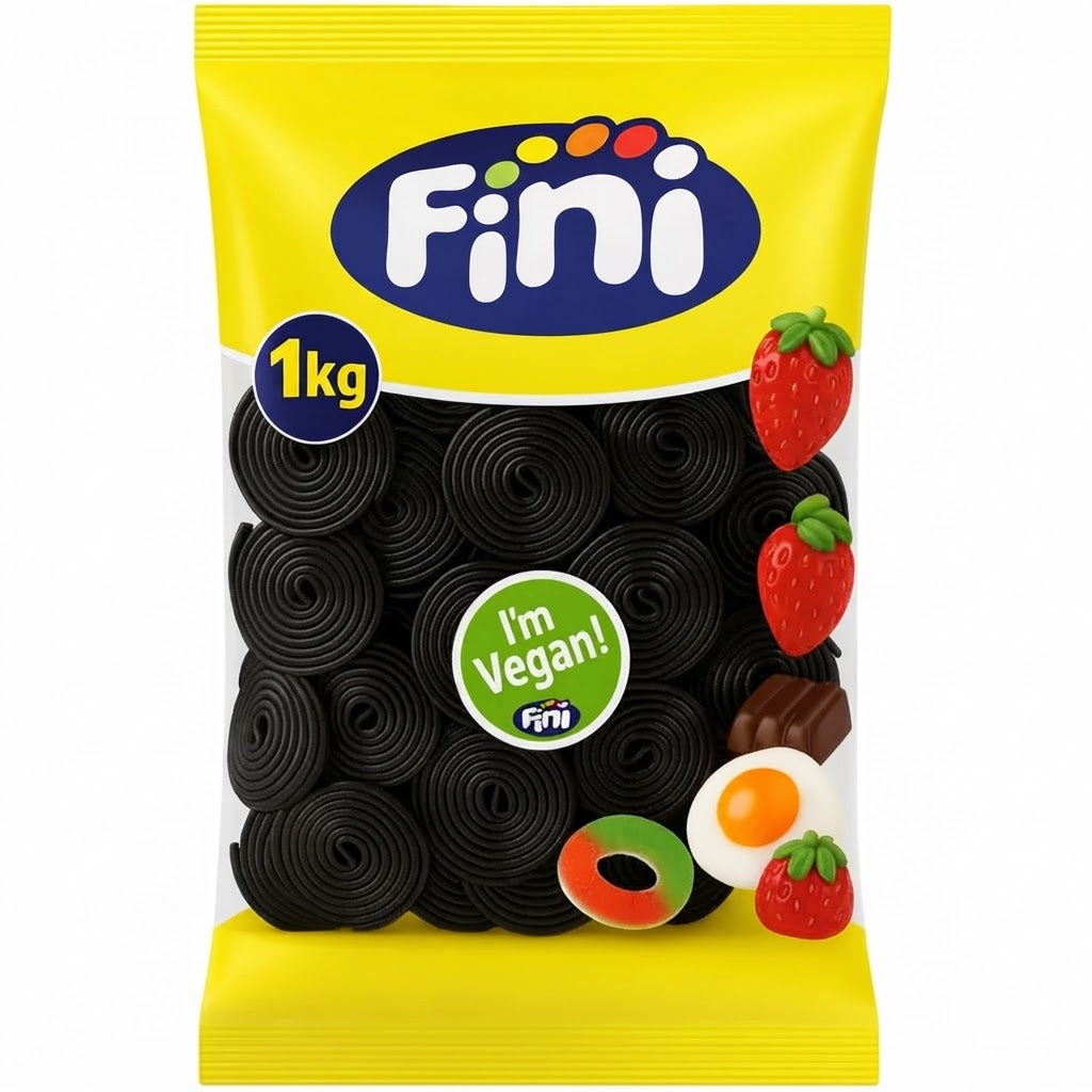 Fini Black Spiro Rotelle di Liquirizia Vegane – Busta da 1 kg