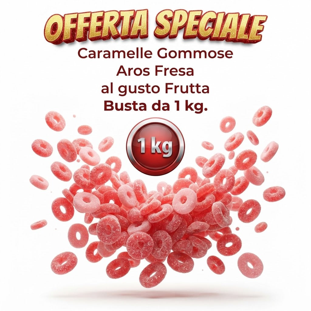 Fini Aros Fresa Caramelle Gommose Frizzanti alla Fragola – Busta da 1 kg