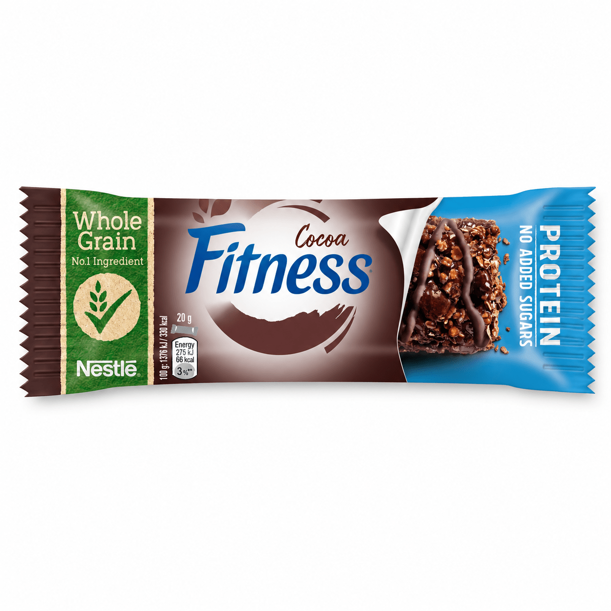 Nestlé Fitness Protein Cocoa – Barrette ai Cereali Integrali al Cacao Senza Zuccheri Aggiunti – Confezione da 24 Pezzi