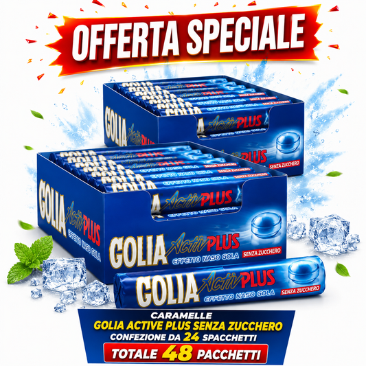 Golia Caramelle Activ Plus Senza Zucchero – 2 Confezioni da 24 Stick, Totale 48 Stick