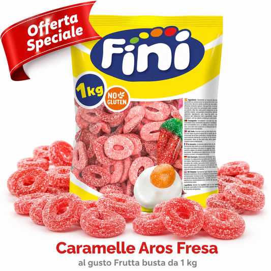 Fini Aros Fresa Caramelle Gommose Frizzanti alla Fragola – Busta da 1 kg