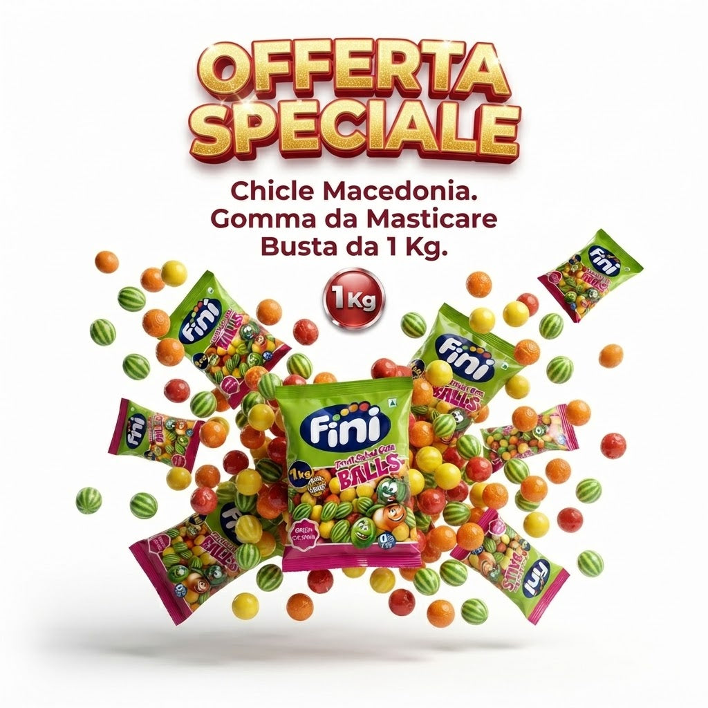 Fini Macedonia Gomme da Masticare Assortite alla Frutta – 1 kg