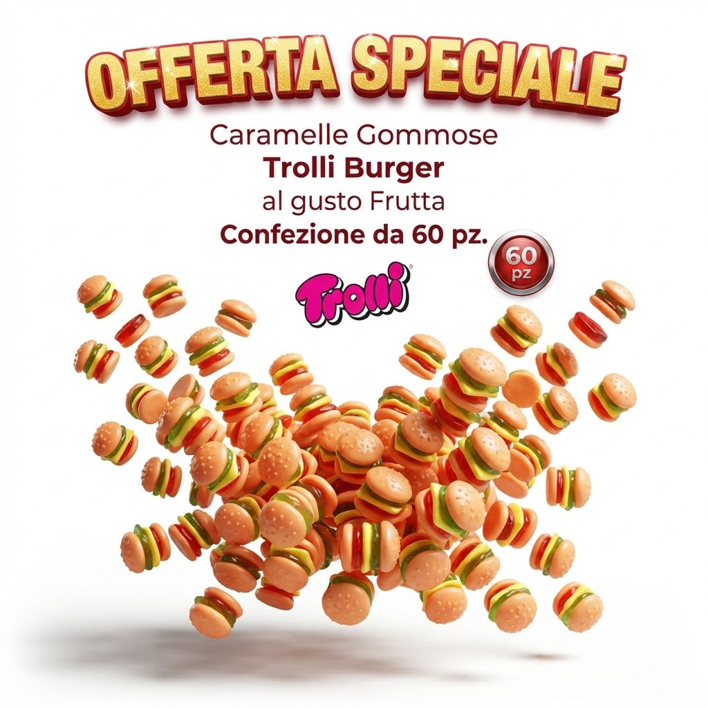 Trolli Mini Burger Caramelle Gommose a Forma di Hamburger – 60 Pezzi