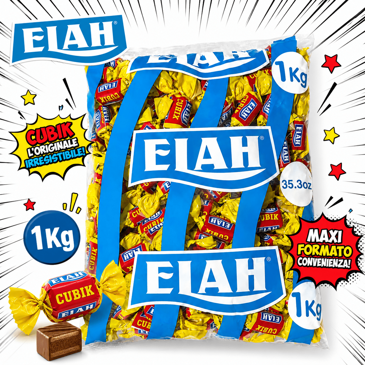Elah Cubik + 900 Menta Liquirizia – 2 Buste da 1 kg, Totale 2 kg