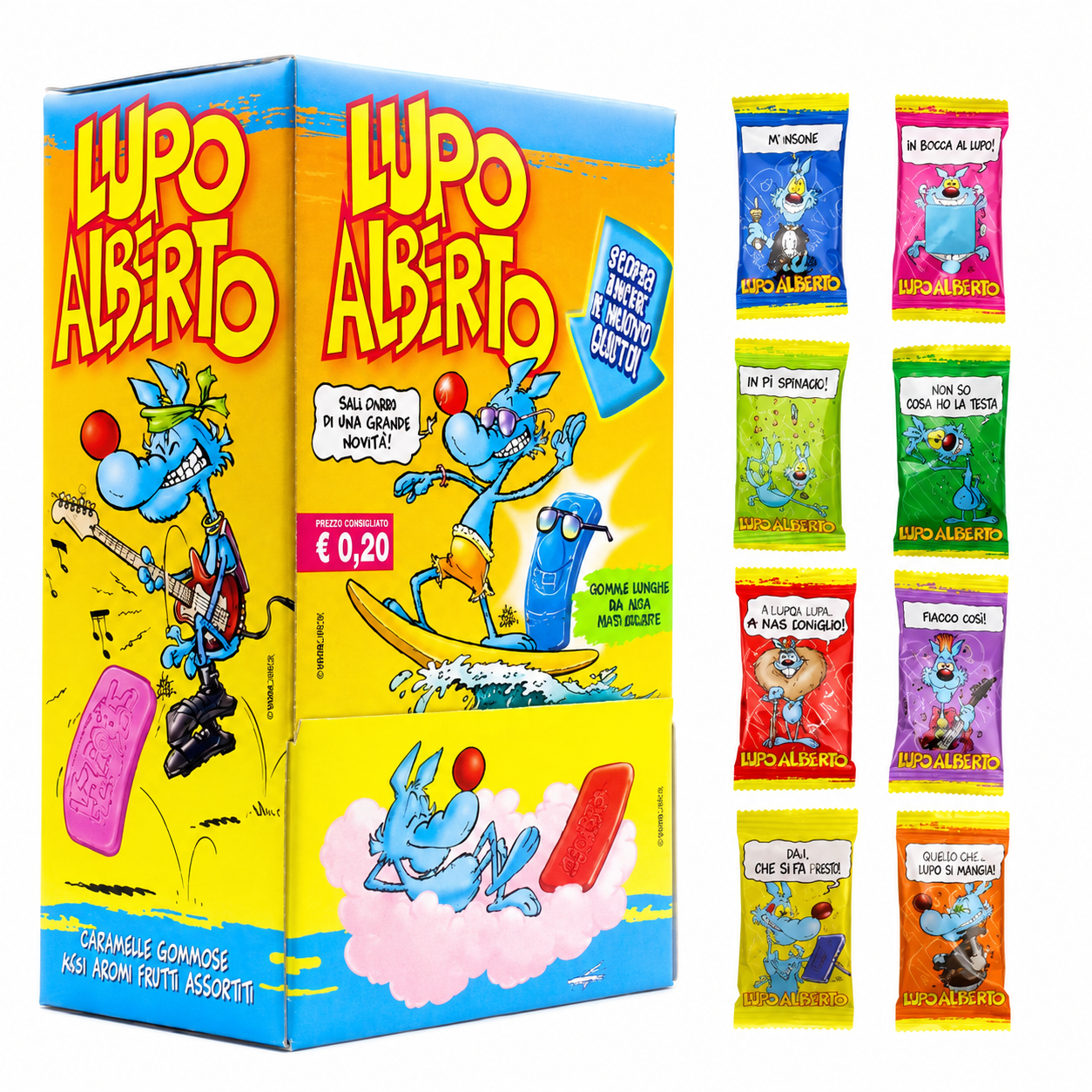 Lupo Alberto – Box 200 Caramelle Gommose Monoporzione ai Gusti Assortiti