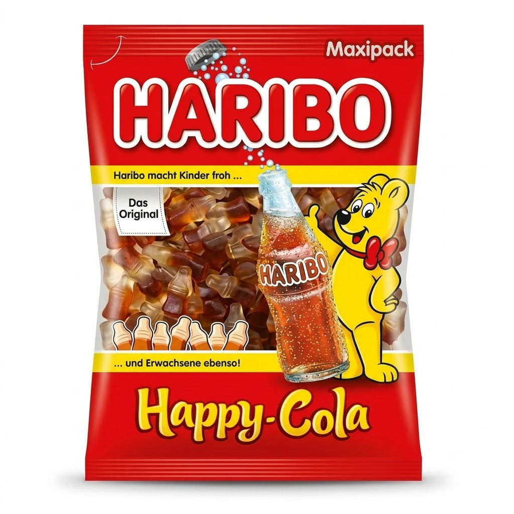 Haribo Happy Cola Caramelle Gommose al Gusto Cola – 2 Buste da 1 kg, Totale 2 kg