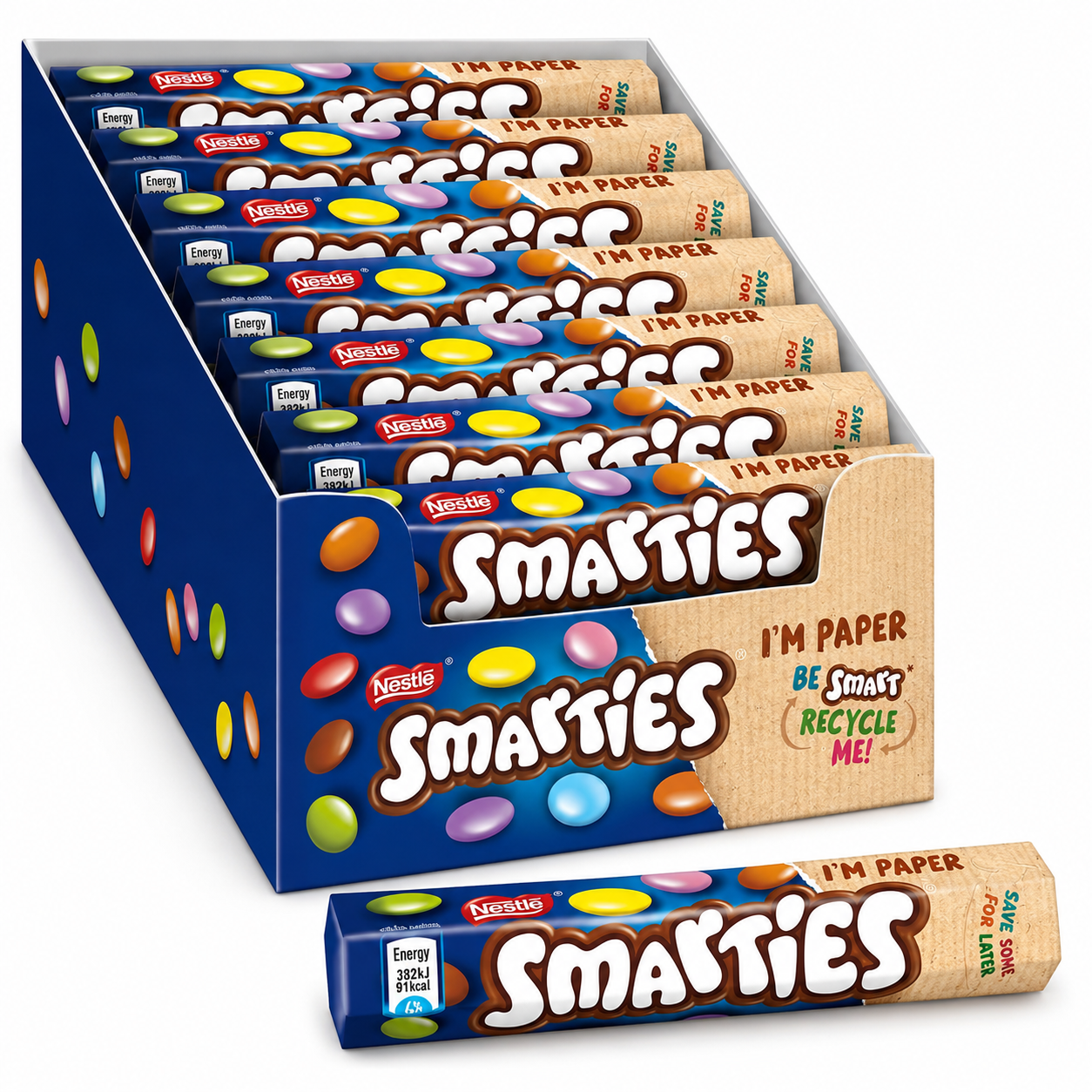 Nestlé Smarties – Confetti di Cioccolato al Latte Colorati, Confezione da 24 Tubetti da 38 g
