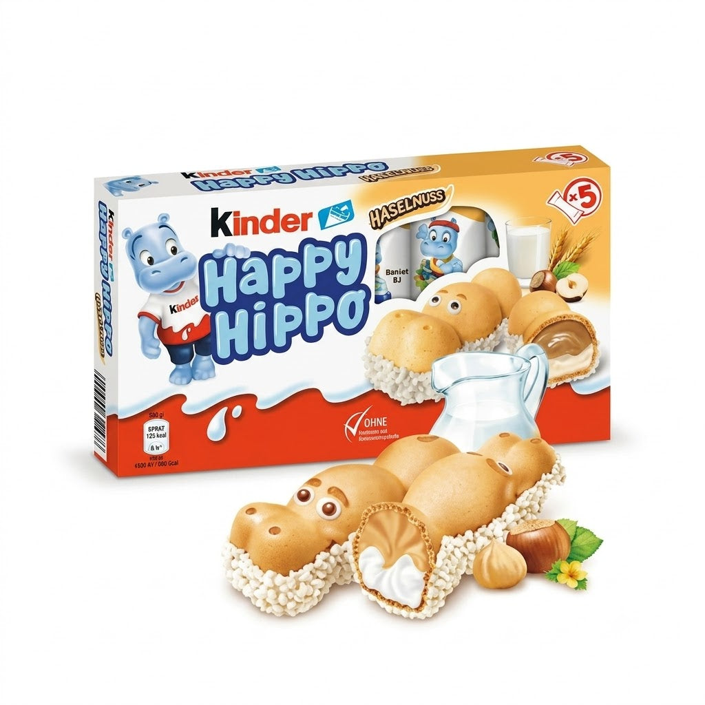 Kinder Happy Hippo Wafer alla Nocciola – 3 Scatole da 5 Pezzi, Totale 15