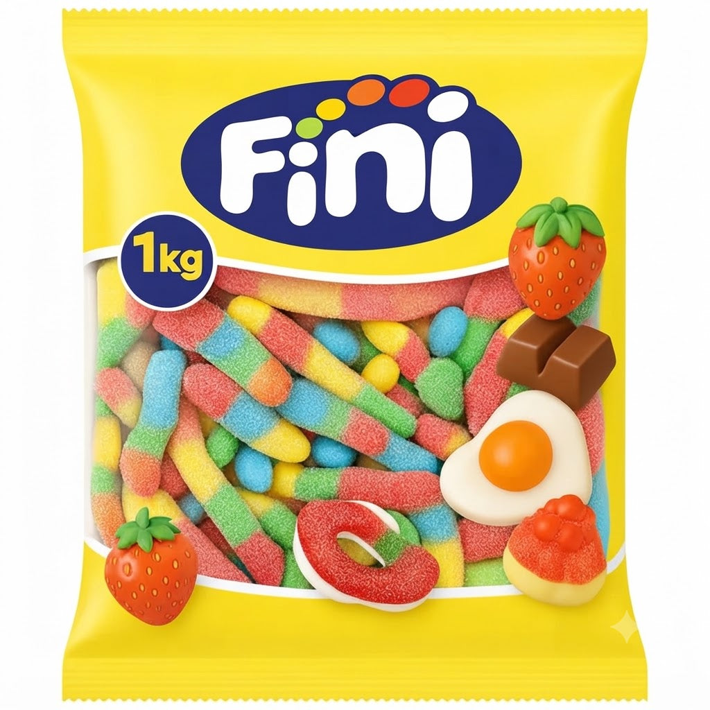 Fini Serpente Frizz Caramelle Gommose Frizzanti alla Frutta – Busta da 1 kg
