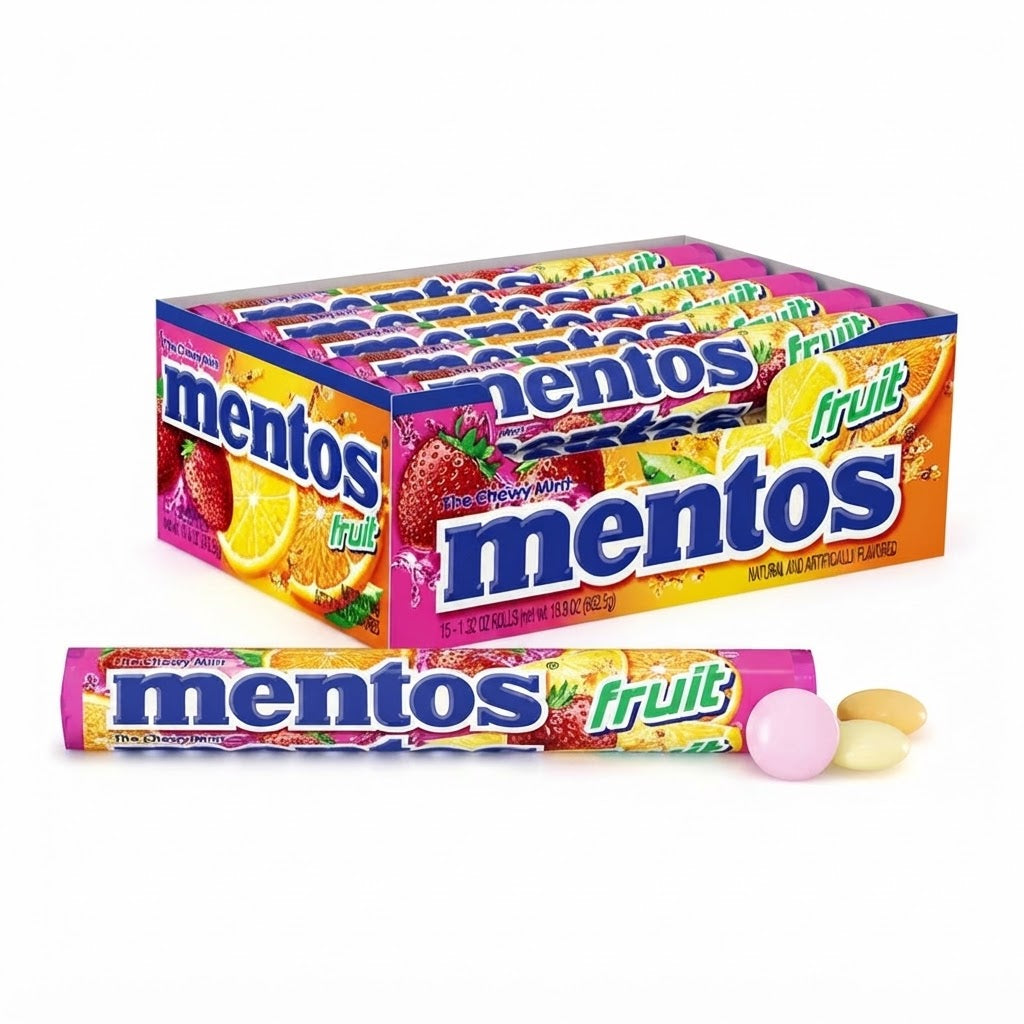 Mentos Fruit Caramelle Gommose alla Frutta – Confezione da 20 Stick
