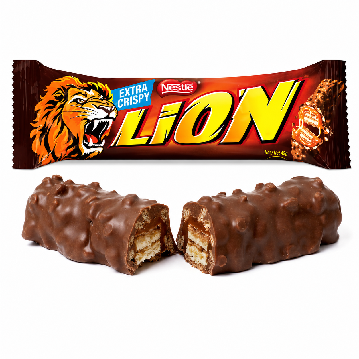 Nestlé Lion – Barrette di Wafer Croccante con Caramello e Cioccolato al Latte, Confezione da 24 Pezzi