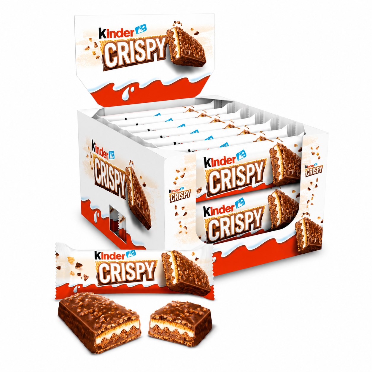 Kinder Crispy Wafer Croccante con Crema al Latte e Cioccolato – 14 Pezzi