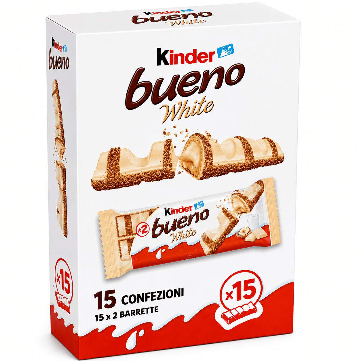 Kinder Bueno Classico + Kinder Bueno White – 30 Confezioni, 60 Barrette