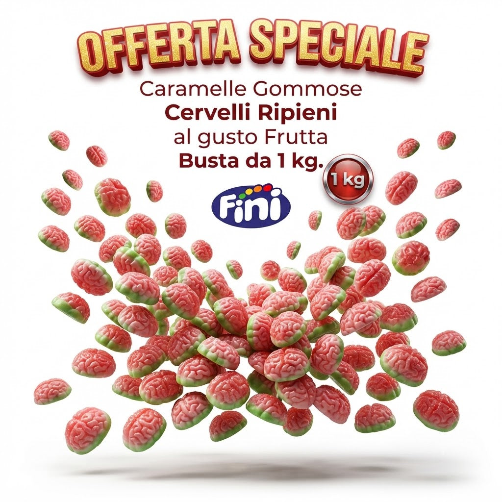 Fini Cerebros Rellenos Verdes Caramelle Gommose Ripiene alla Frutta – Busta da 1 kg
