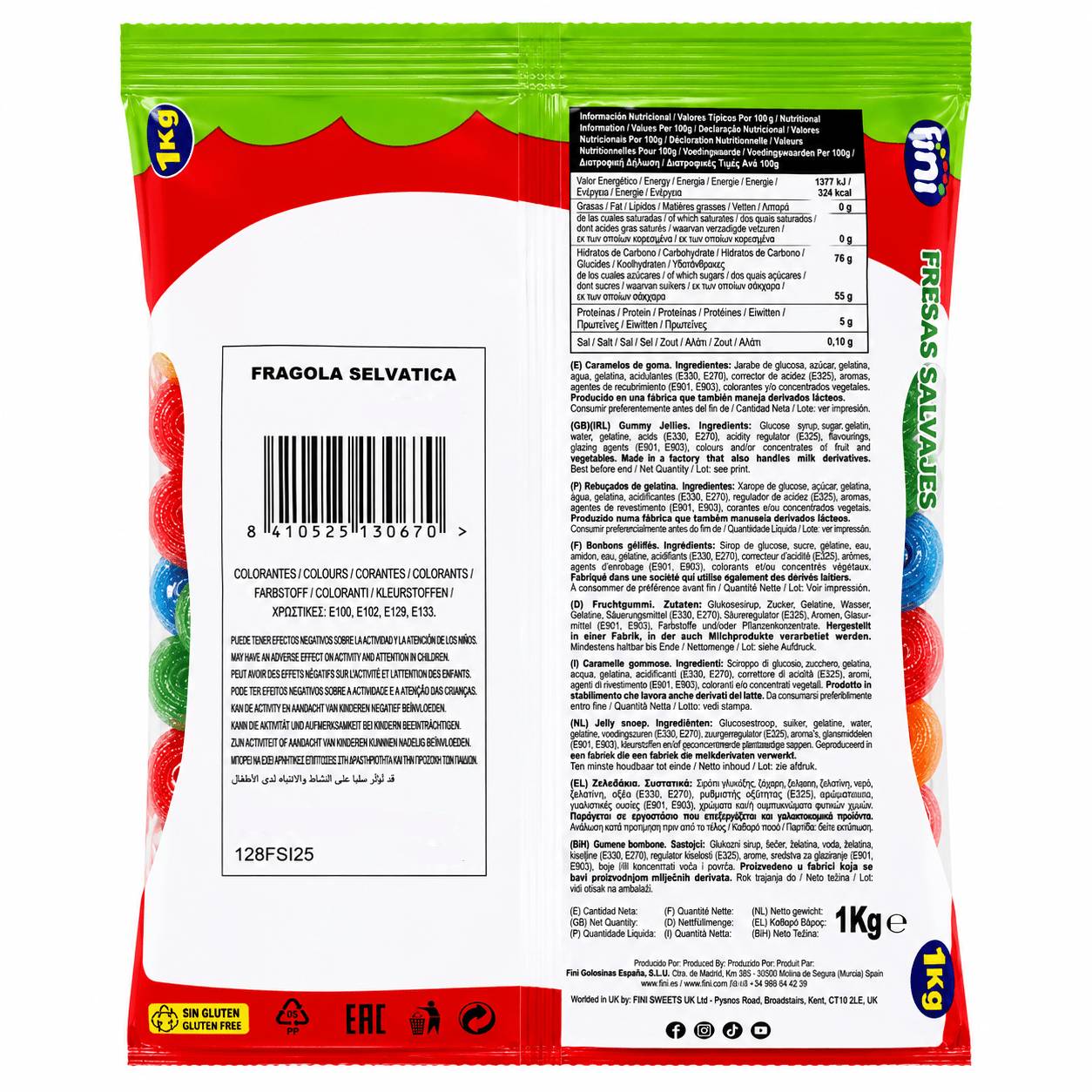 Fini Fragola Selvatica Caramelle Gommose alla Fragola – Busta da 1 kg