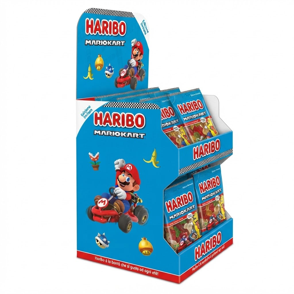 Haribo Mario Kart 40 Buste x 80 g – Espositore Caramelle Gommose