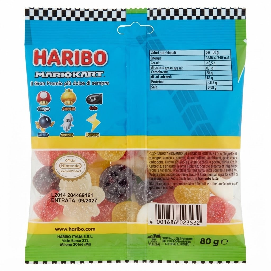 Haribo Mario Kart 40 Buste x 80 g – Espositore Caramelle Gommose