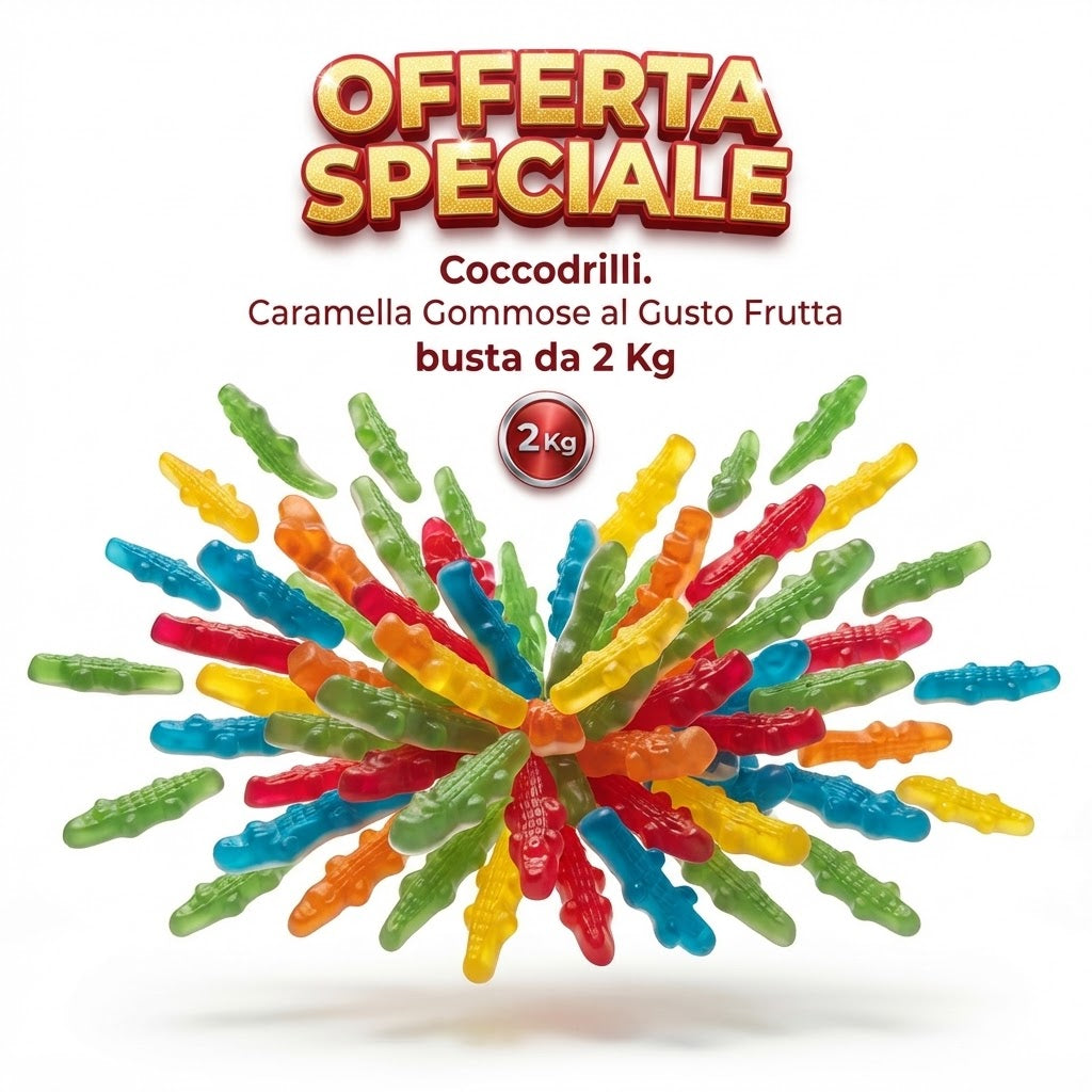 Haribo Coccodrilli Caramelle Gommose alla Frutta – 2 Buste da 2 kg, Totale 4 kg