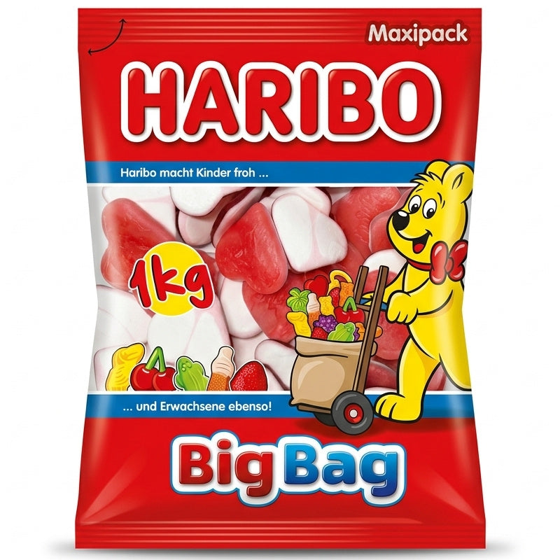 Haribo Cuori Caramelle Gommose alla Frutta – 2 Buste da 1 kg, Totale 2 kg