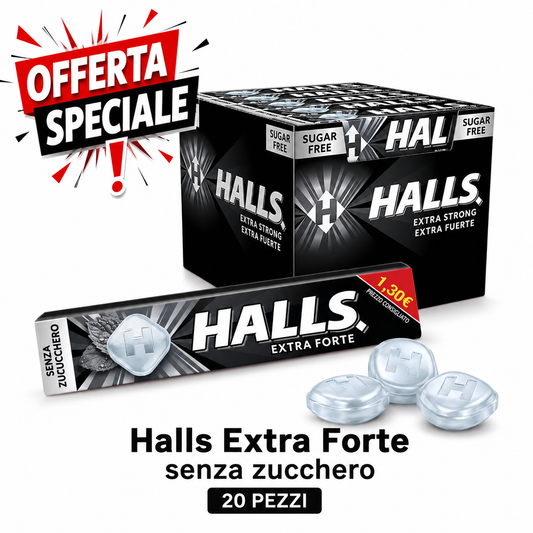 Halls Extra Forte Senza Zucchero – Confezione 20 Stick x 32 g