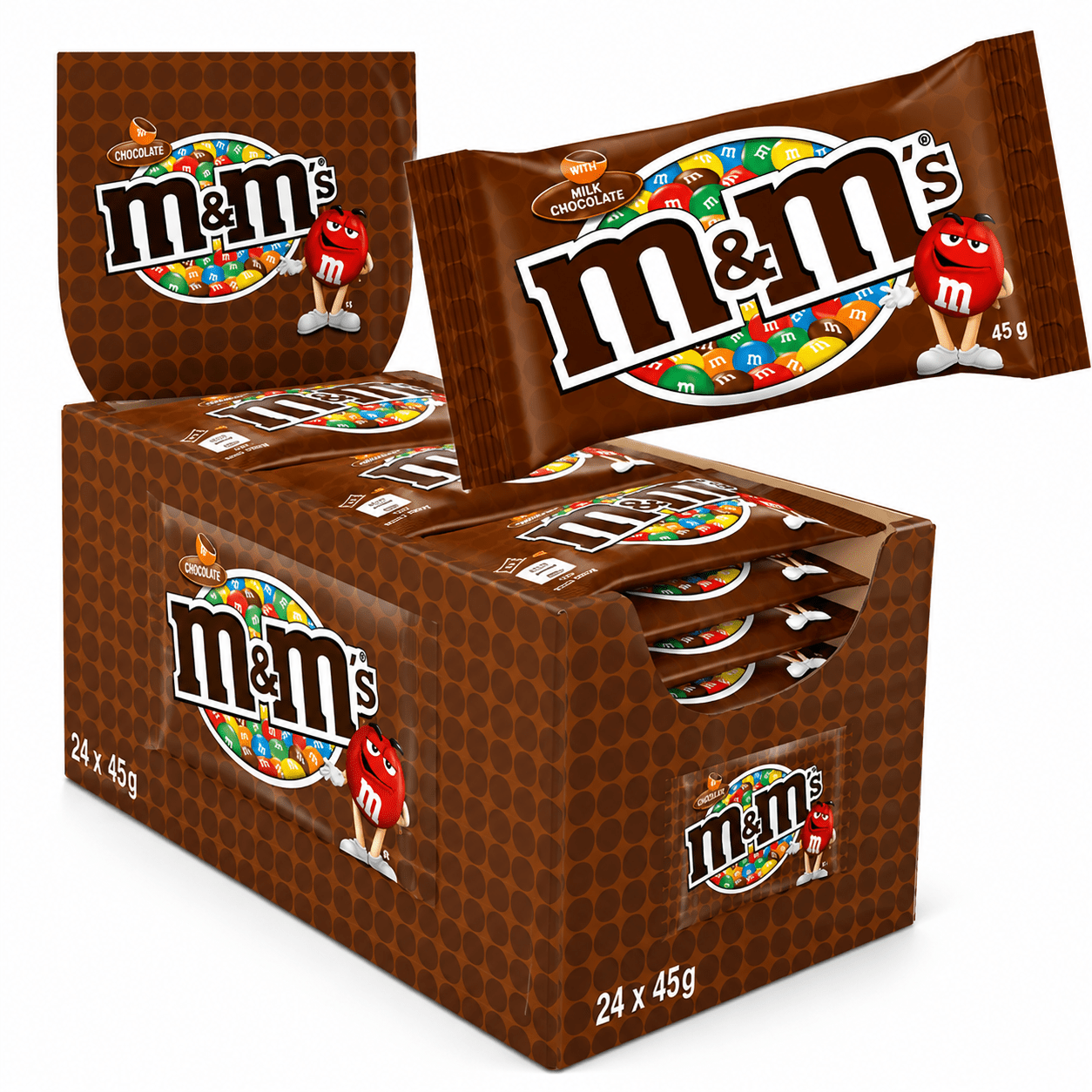 M&M’s Chocolate 24 Pezzi – Confetti di Cioccolato al Latte – 24 Buste da 45 g