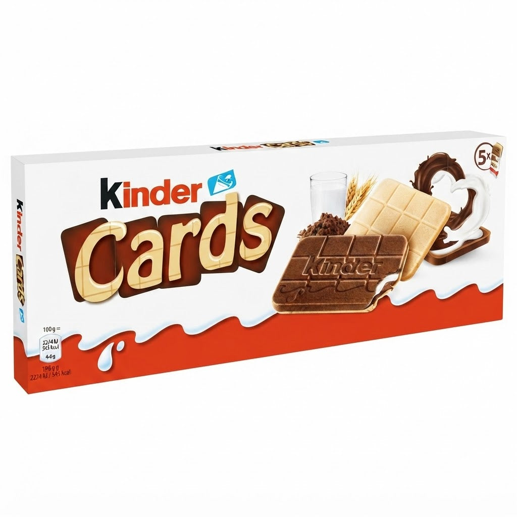 Kinder Cards Biscotti con Crema al Latte e Cacao – 4 Scatole da 5 confezione x 2, Totale 25 confezioni x 2