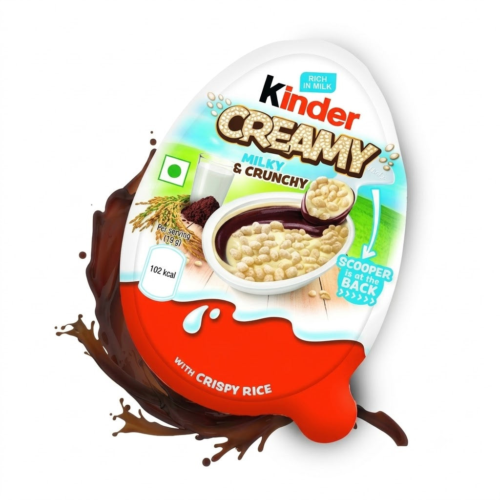 Kinder Creamy Milky & Crunchy con Riso Croccante – 24 Pezzi, 456 g