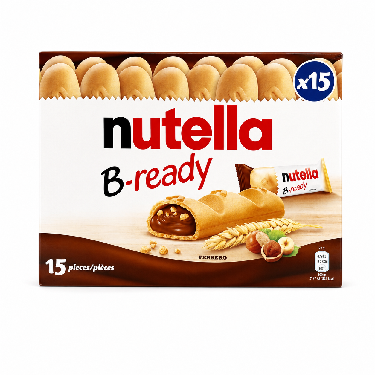 Nutella B-ready Wafer Ripieno alla Nutella – 15 Snack da 22 g