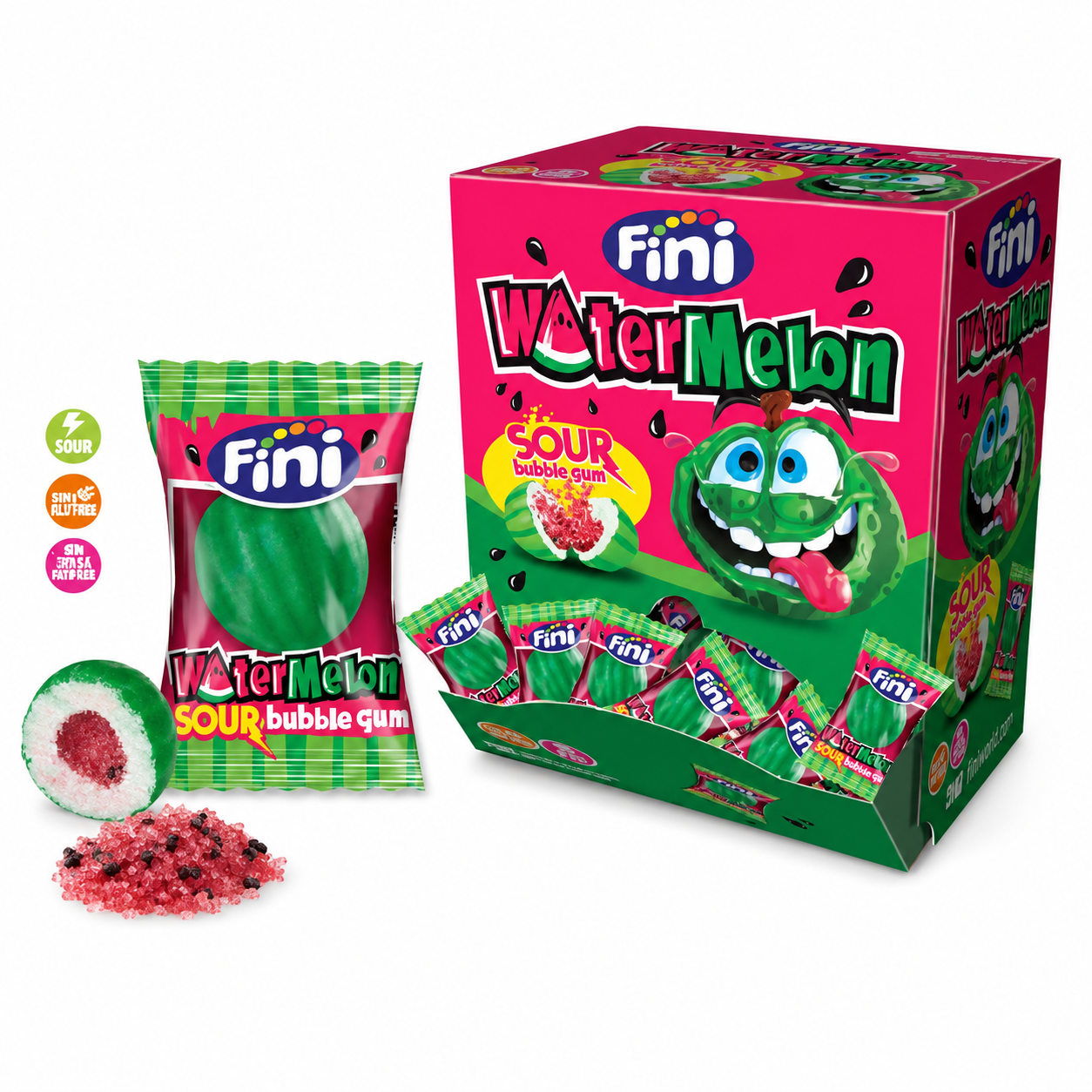 Fini Watermelon Bubble Gum Anguria Frizzante – Box da 200 Pezzi