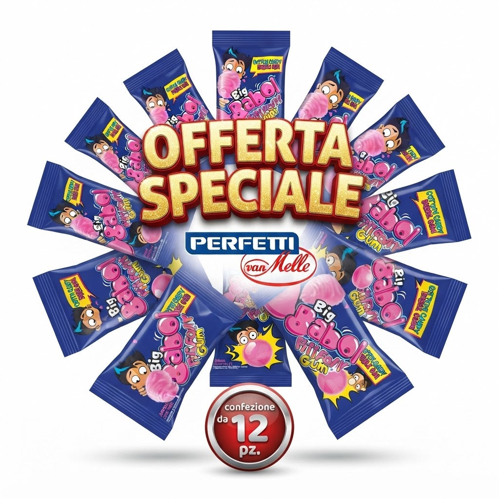 Perfetti Chewing Gum Big Babol Fili Folly Gusto Frutta – Box da 12 Buste