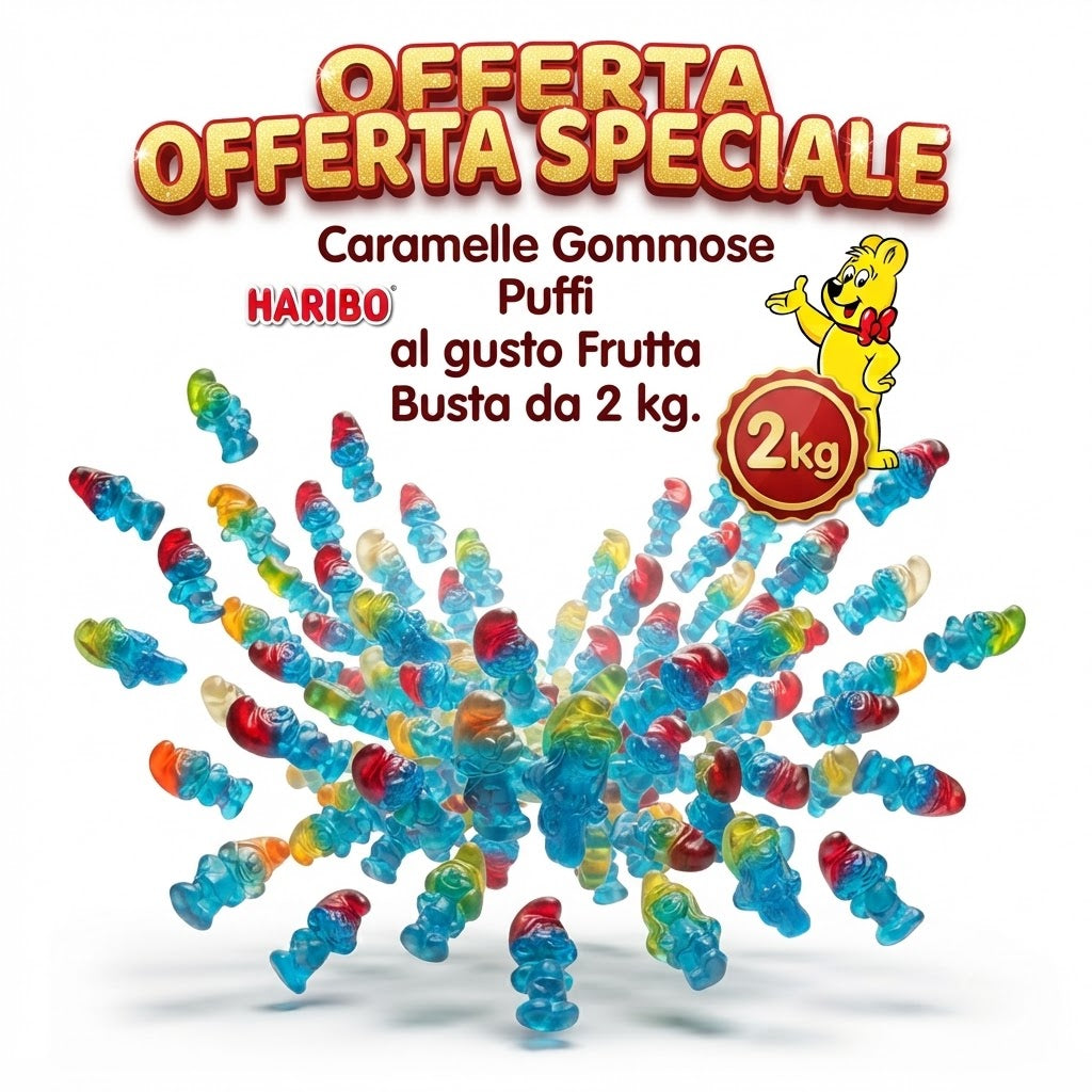 Haribo Puffi Schtroumpfs Caramelle Gommose Gusto Frutta – Busta da 2 kg