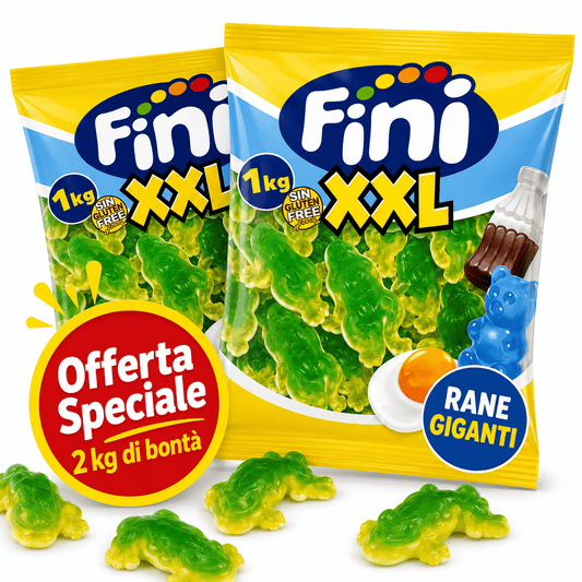 Fini XXL Rane Giganti Caramelle Gommose – 2 Buste da 1 kg, Totale 2 kg