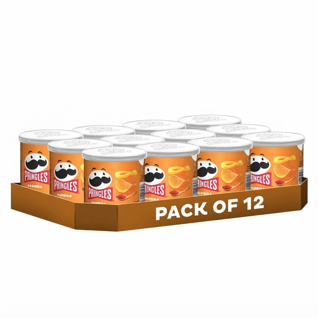 Pringles Paprika Patatine alla Paprika – Confezione da 12 Barattoli da 40 g, Totale 480 g