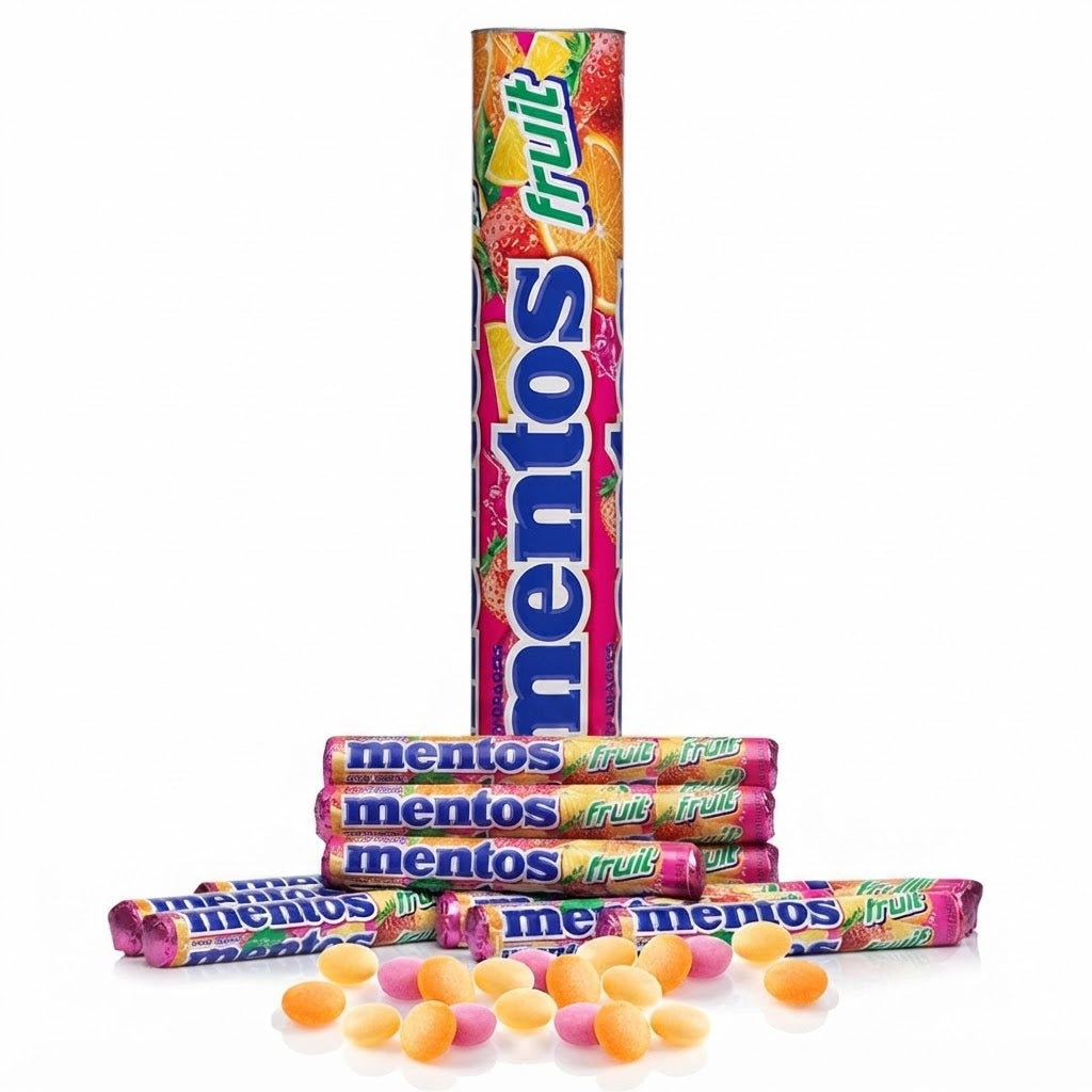 Mentos Fruit Caramelle Gommose alla Frutta – Confezione da 20 Stick