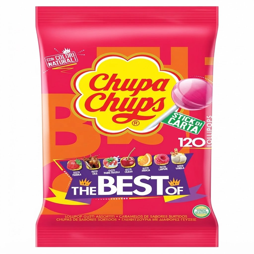 Perfetti Van Melle Chupa Chups The Best Of Gusti Assortiti – Busta da 120 Lecca Lecca