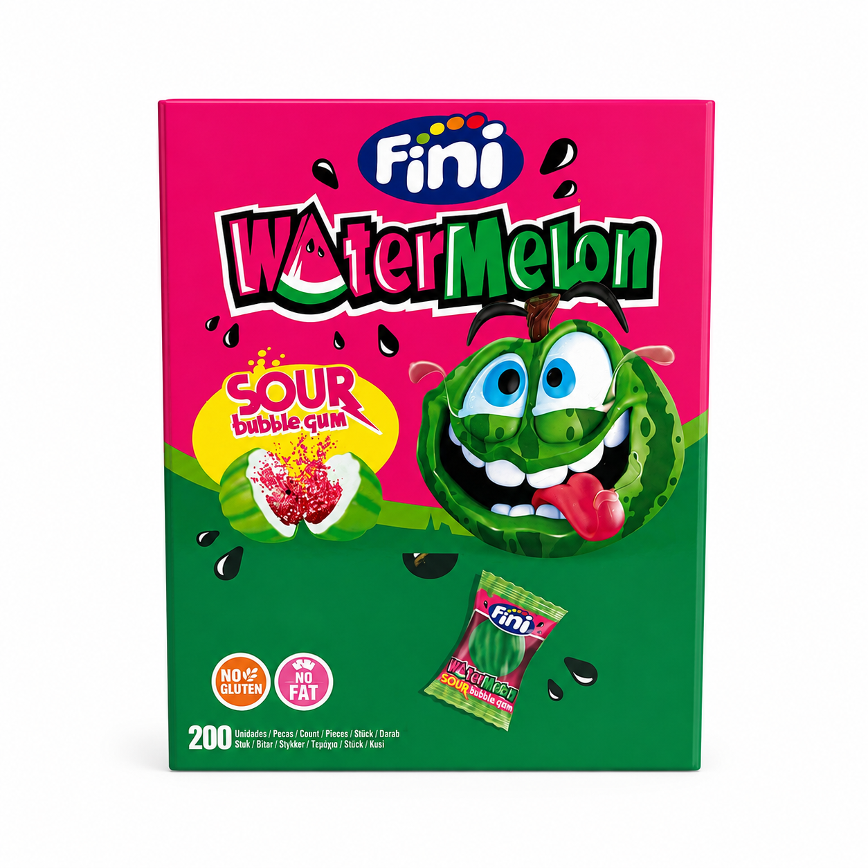 Fini Watermelon Bubble Gum Anguria Frizzante – Box da 200 Pezzi