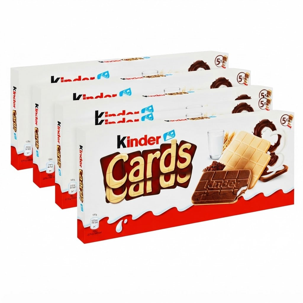 Kinder Cards Biscotti con Crema al Latte e Cacao – 4 Scatole da 5 confezione x 2, Totale 25 confezioni x 2