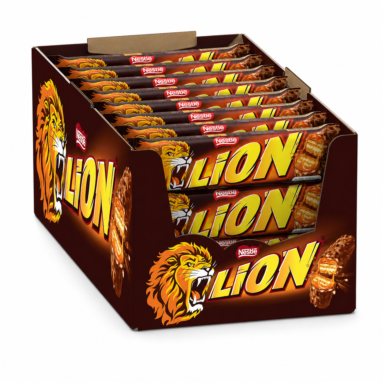 Nestlé Lion – Barrette di Wafer Croccante con Caramello e Cioccolato al Latte, Confezione da 24 Pezzi