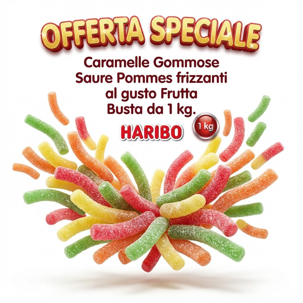 Haribo Saure Pommes Fizz – Caramelle Gommose Frizzanti 1 kg