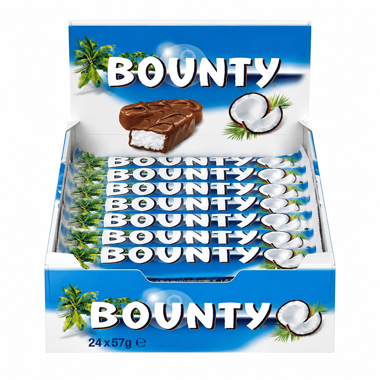 Bounty 24 Pezzi – Snack al Cioccolato al Latte e Cocco – Box da 24 Barrette