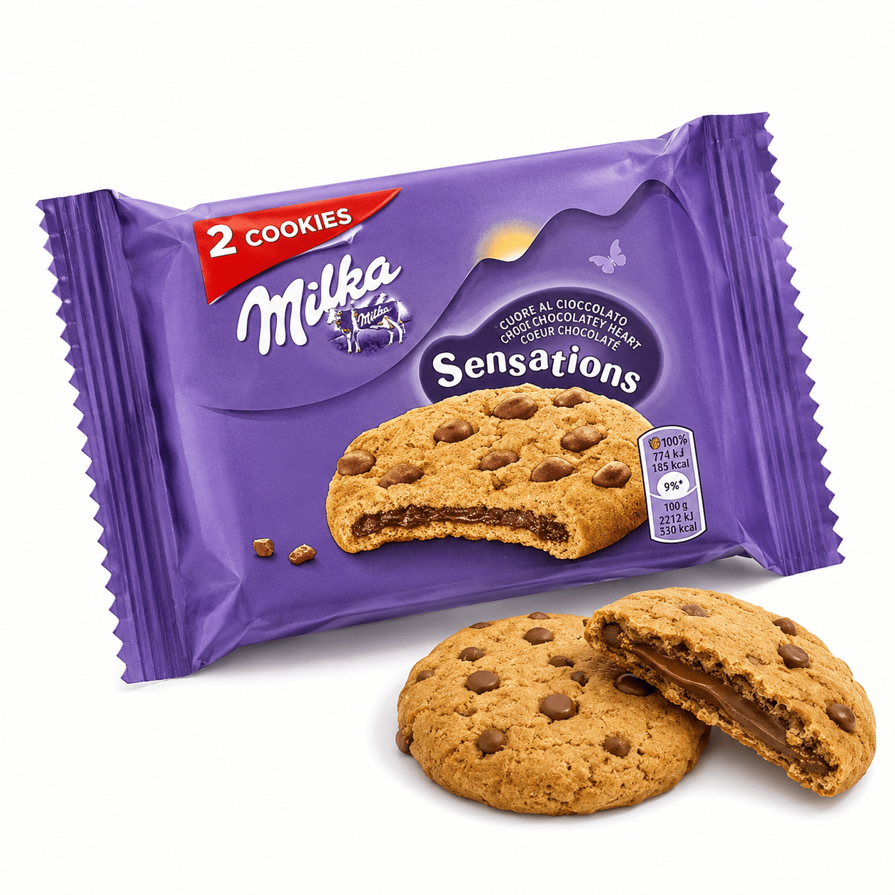 Mondelez International Milka Sensations Biscotti Ripieni al Cioccolato – Box 24 Confezioni da 2 Cookies