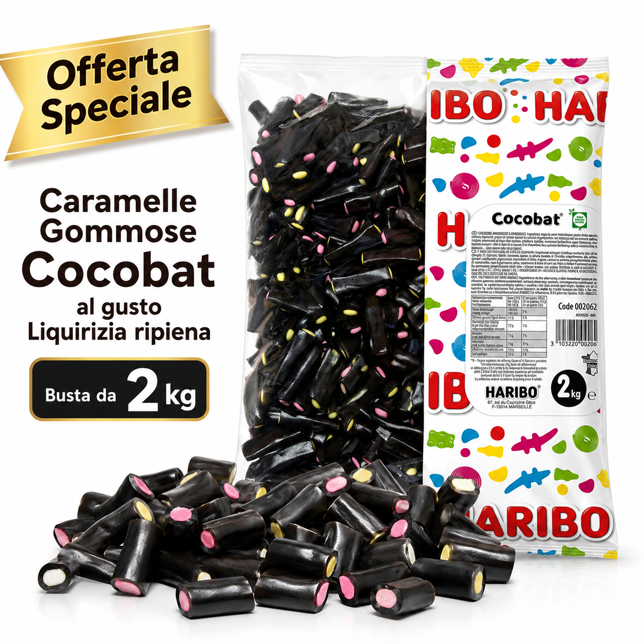 Haribo Cocobat Liquirizia Ripiena – Caramelle Gommose Assortite – Busta da 2 kg