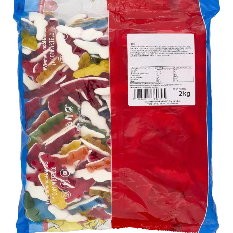Haribo Coccodrilli Caramelle Gommose alla Frutta – 2 Buste da 2 kg, Totale 4 kg